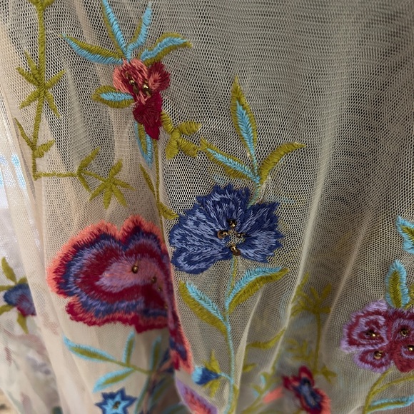 Anthropologie Layla Long Sleeve Appliqué Mesh Blouse - Picture 2 of 5